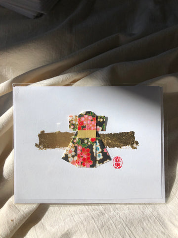 Female Kimono Card with Gold Foil (Black)